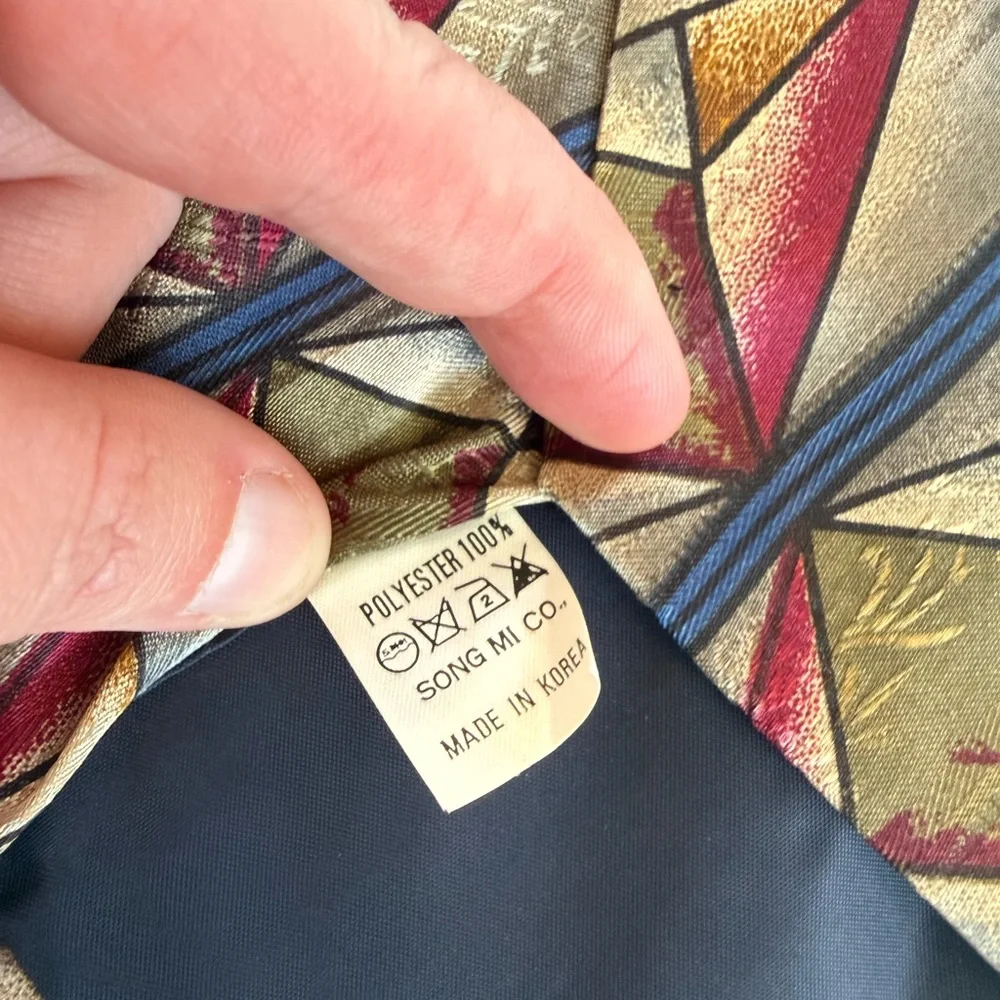 VTG Club MVP Best Collection Men's Tie Geometric Abstract Red‎ Gold Blue